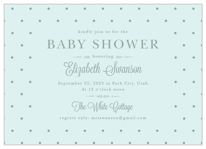 Invite friends and family to celebrate the mother-to-be with the vintage style of the Darling Dots Baby Shower Invitations.
