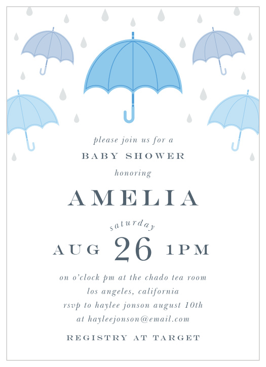 Give guests all the details with the Illustrated Info Boy Baby Shower Invitations. 