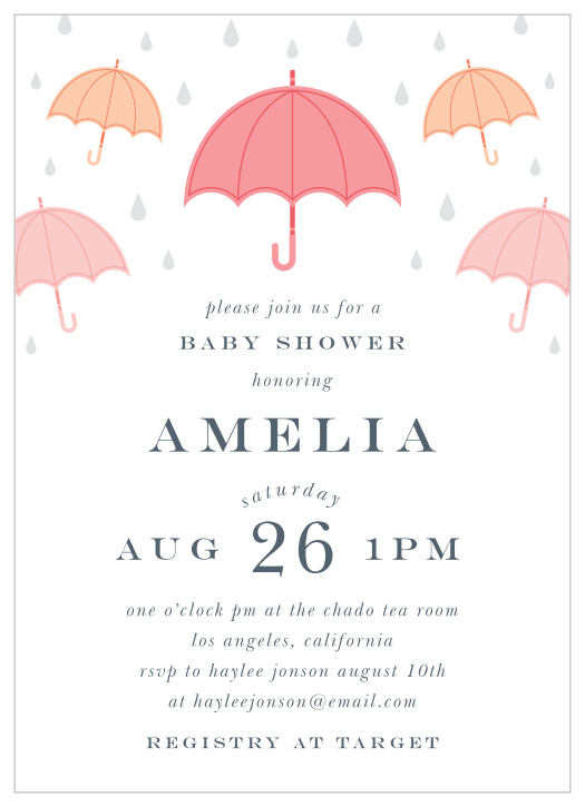 Give guests all the details with the Illustrated Info Girl Baby Shower Invitations. 
