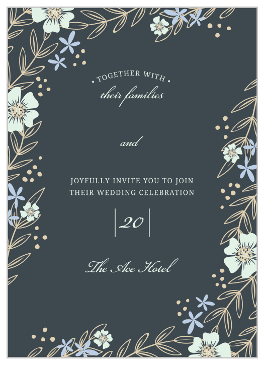 Whimsical flowers seem to sway on the Radiant Garden Wedding Invitations.