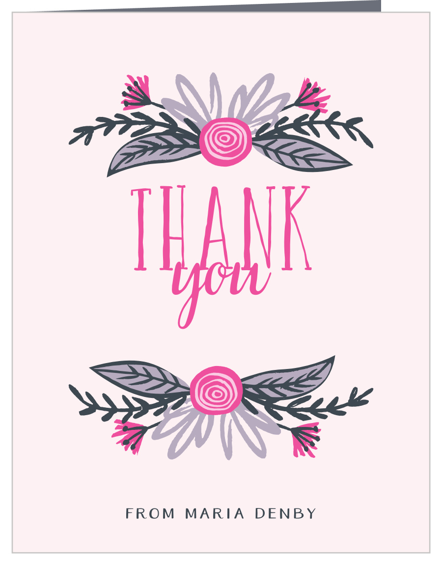 Pretty Pink Floral Crown Party Thank You Cards Pretty Pink Floral Crown Party Thank You Cards