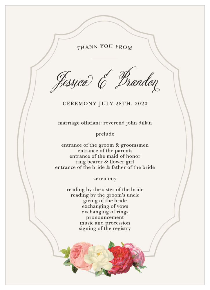 Vintage Florals Wedding Programs By Basic Invite