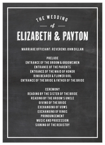 Chalkboard Wedding Programs Match Your Color Style Free