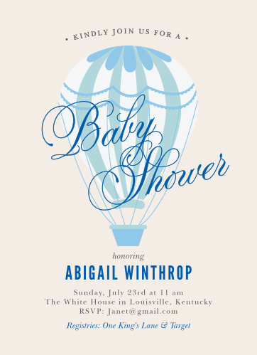 Hot Air Balloon Baby Shower Invitations Match Your Color Style Free