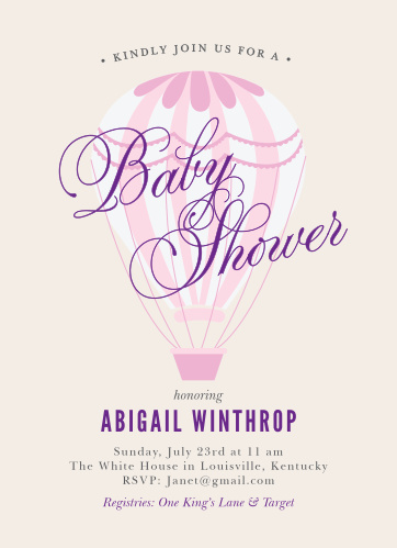 Hot Air Balloon Baby Shower Invitations Match Your Color Style Free