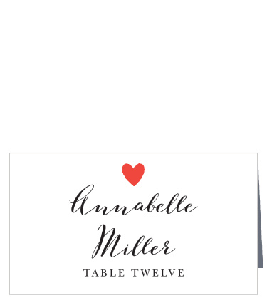 A cute heart tops the Script Heart Place Cards. Add your guests' names and table numbers in a chic mix of fonts.