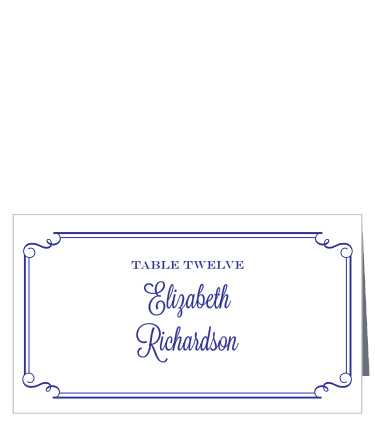 An elegant frame of scallops and swirls frames your text on the Handwritten Deco Place Cards.