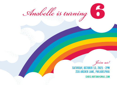 rainbow children s birthday invitations match your color style free