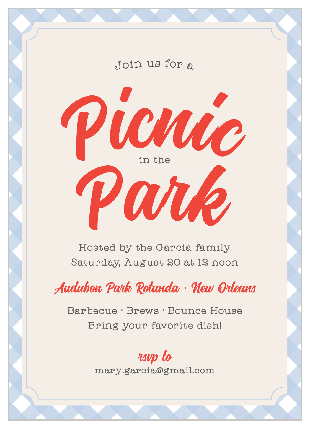 Picnic in the Park Children's Birthday Invitations by Basic Invite