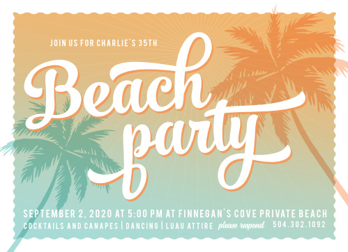 beach birthday invitations match your color style free