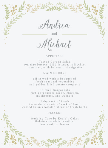 Wedding Menus Design Your Menu Instantly Online Basic Invite