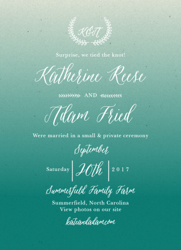 wedding announcements just married