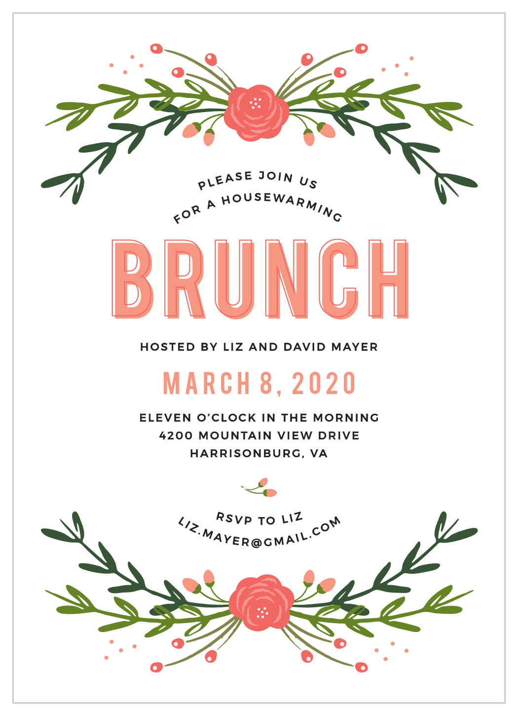 Botanical Brunch Party Invitation by Basic Invite