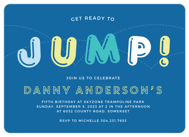 Jump Children S Birthday Invitations Match Your Color Style Free