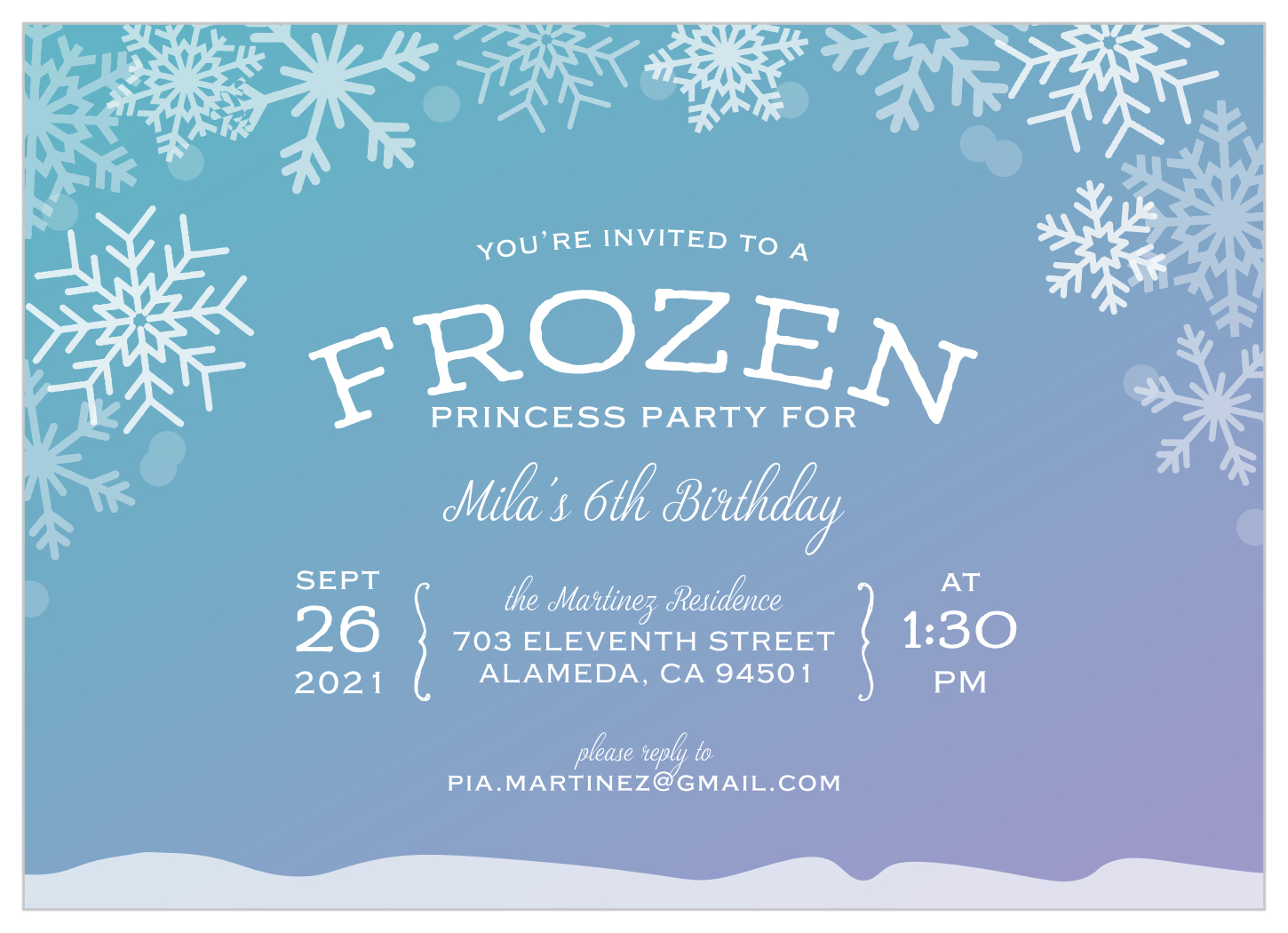 Ice Princess Children's Birthday Party Invitations by Basic Invite