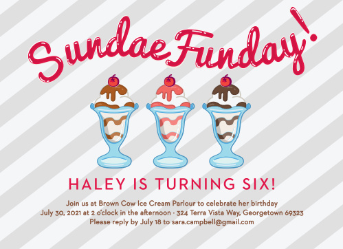 sundae funday children s birthday party invitations by basic invite