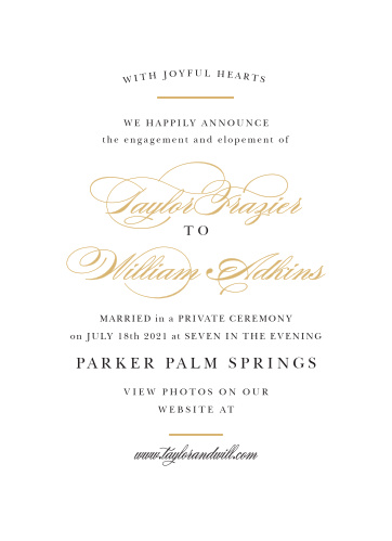 wedding announcements just married