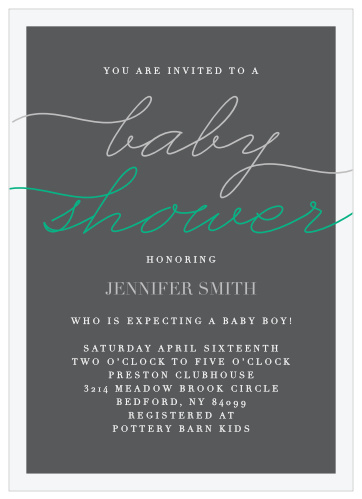 It's classy, it's elegant, it's formal... it's the Prestige Boy Foil Baby Shower Invitations!