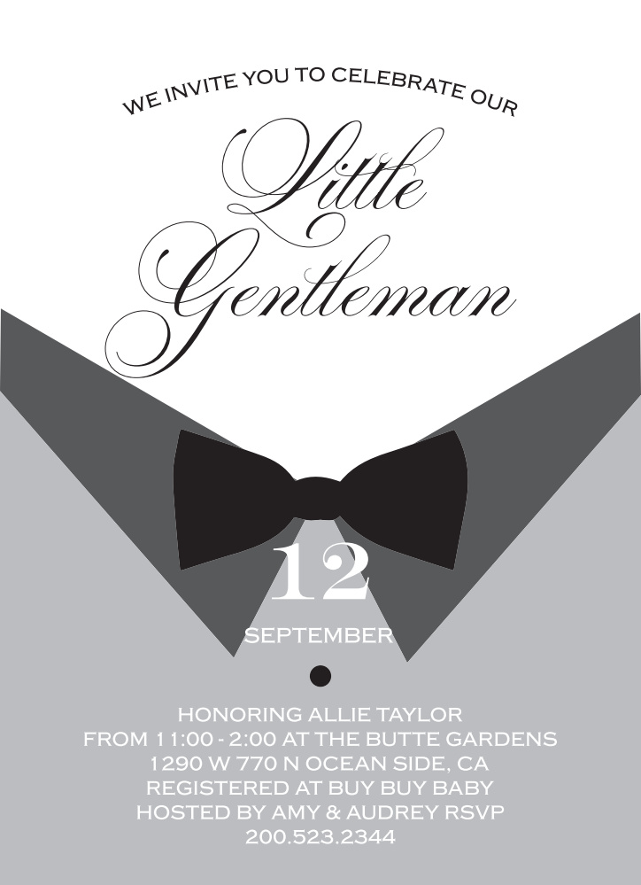 little gentleman baby shower invitations