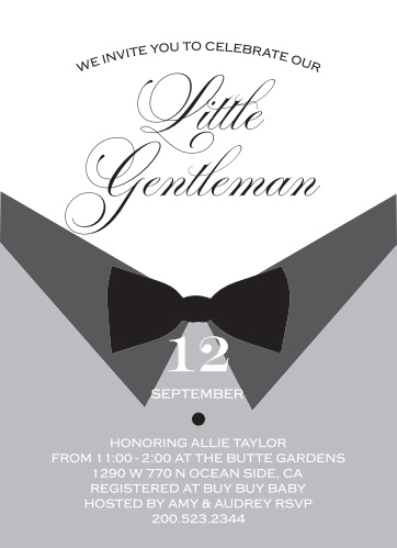 tuxedo baby shower invitations - match your color & style free!