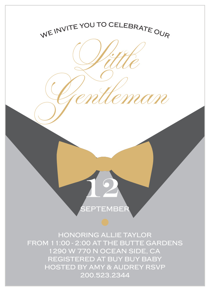 little gentleman baby shower invitations