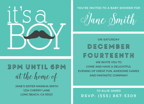 Mustache Baby Shower Invitations Match Your Color Style Free