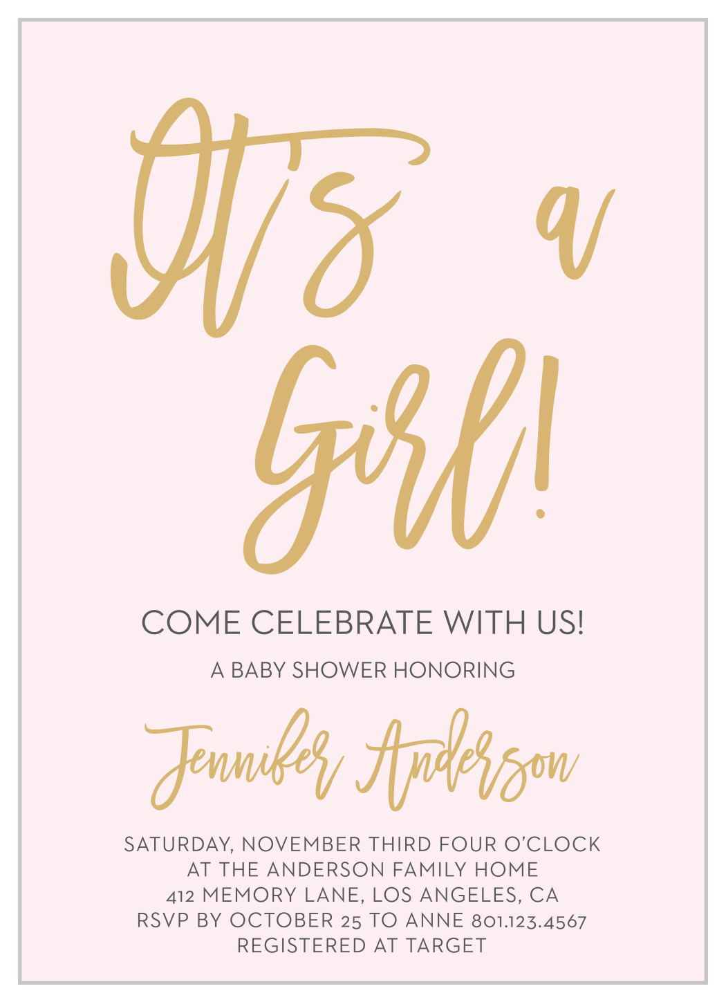 foil baby shower invitations