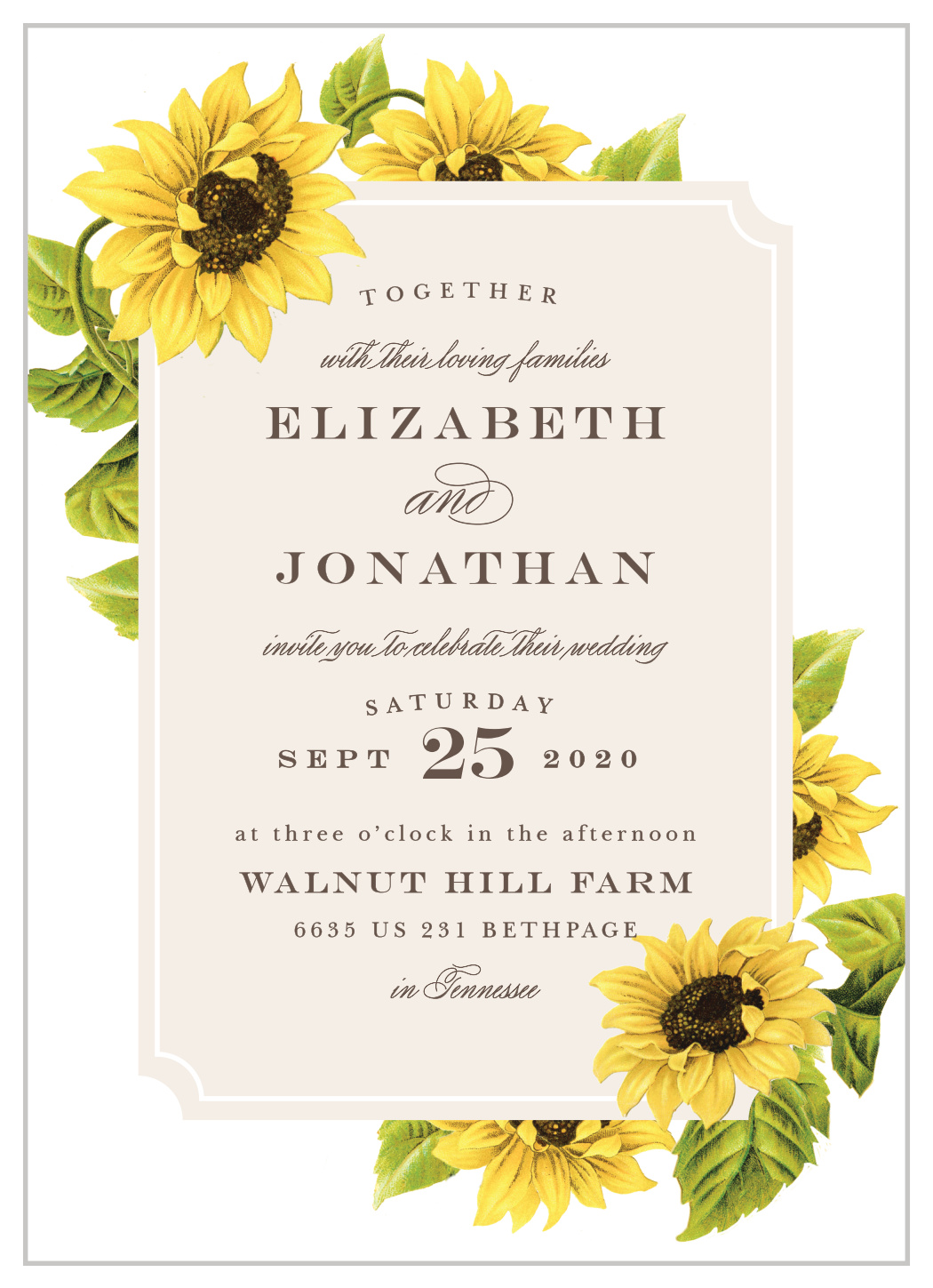 Sunflower Frame Wedding Invitations by 