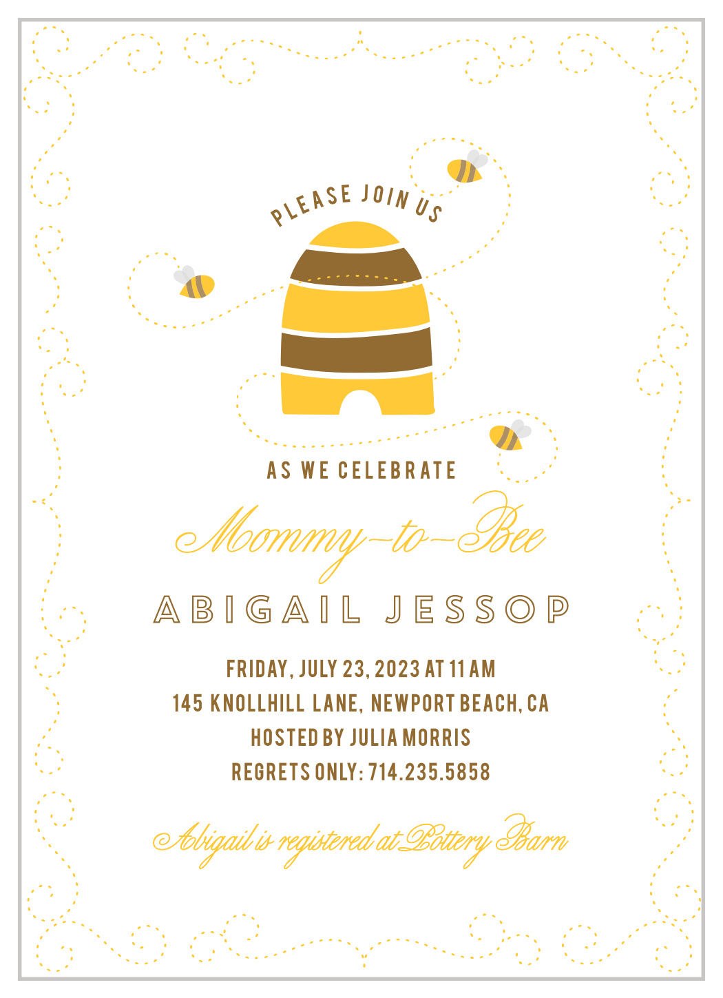 bee baby shower invitations