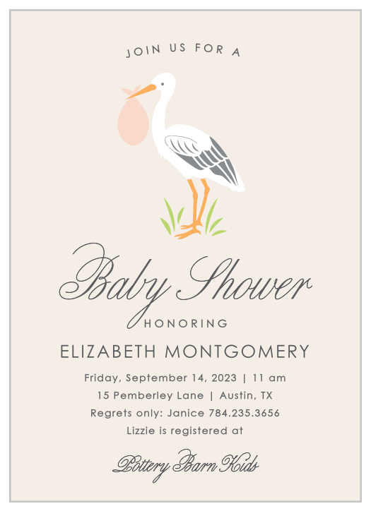 Prepare for a special delivery with the Stoked Stork Baby Shower Invitations. 