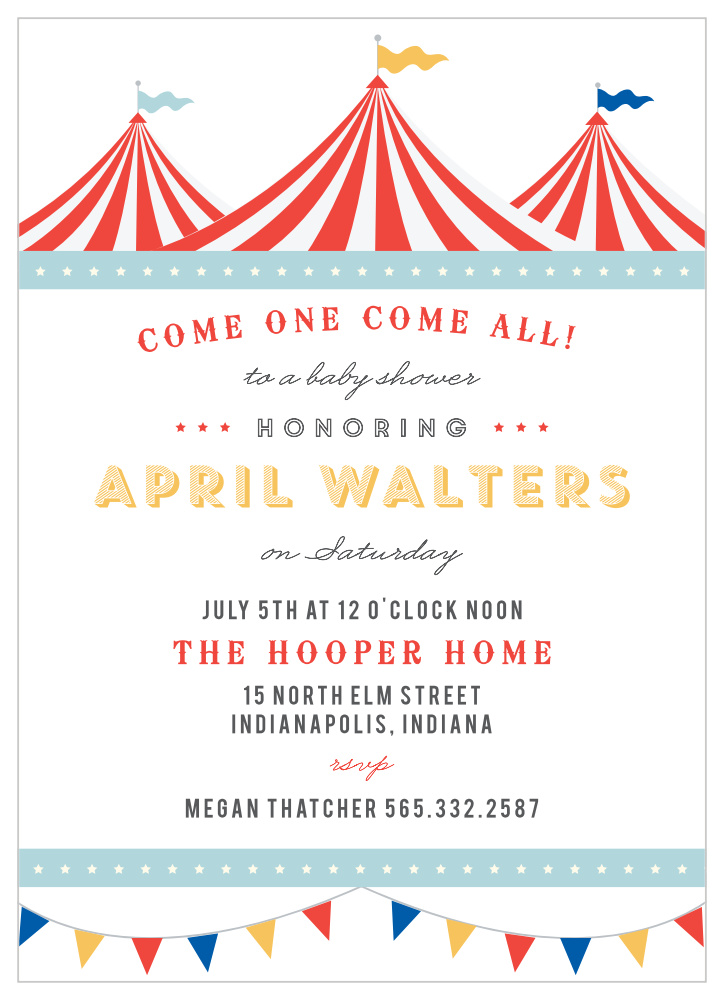 circus themed baby shower invitations