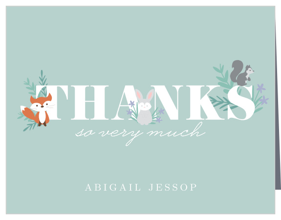 Give your guests your most sincere thanks with the whimsical charm of the Friendly Forest Thank You Cards.