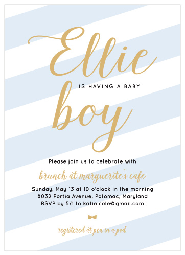 Invite your guests to your precious one's baby shower using the Stunning Stripes Foil Baby Shower Invitation Card.