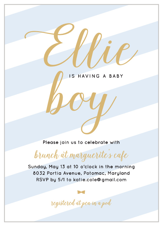 Invite your guests to your precious one's baby shower using the Stunning Stripes Foil Baby Shower Invitation Card.