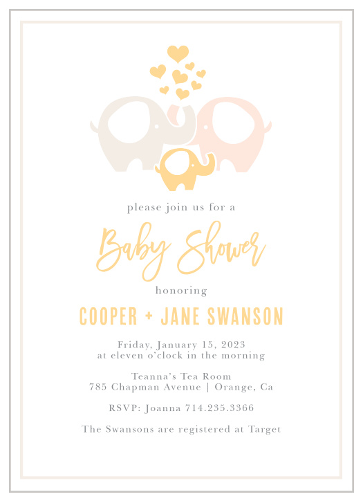elephant themed baby shower invitations