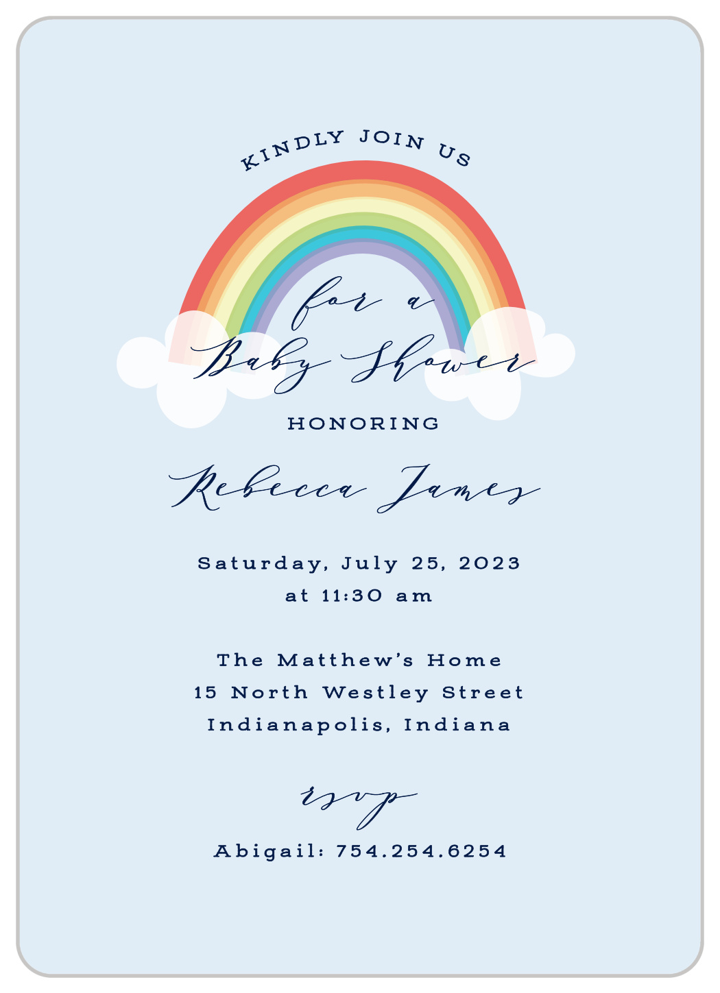 colors of the rainbow baby shower invitations