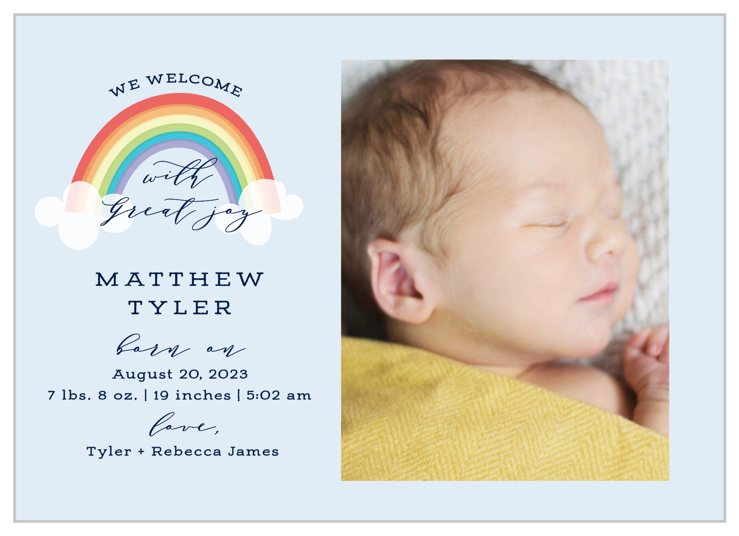rainbow birth announcements