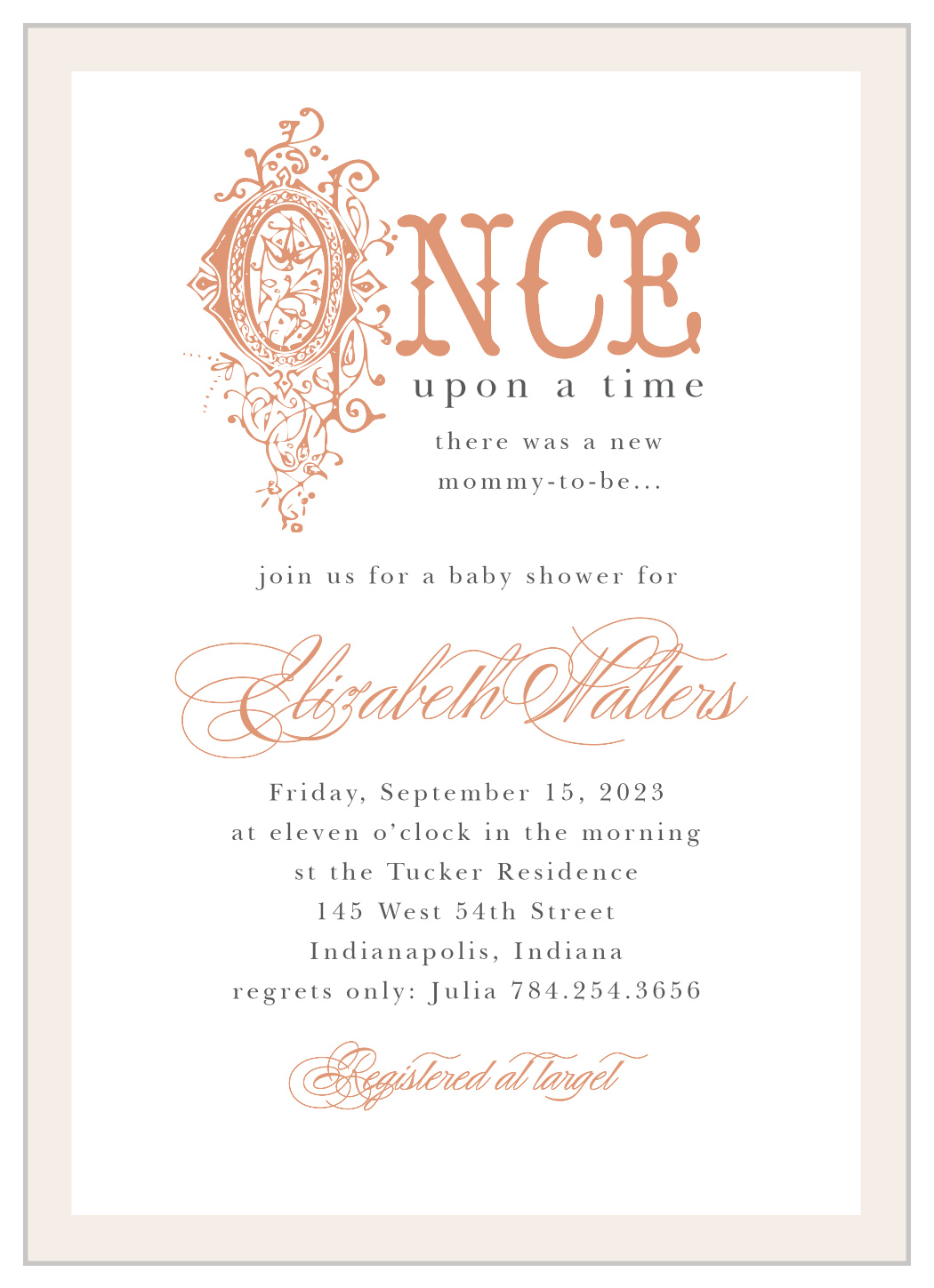 once upon a time foil baby shower invitations