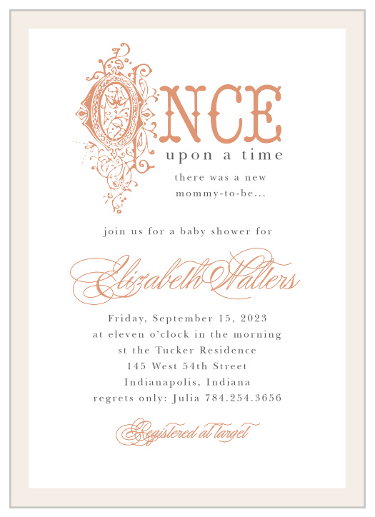 Invite friends and family to celebrate the new addition to your happily ever after with the Once Upon A Time Foil Baby Shower Invitations.