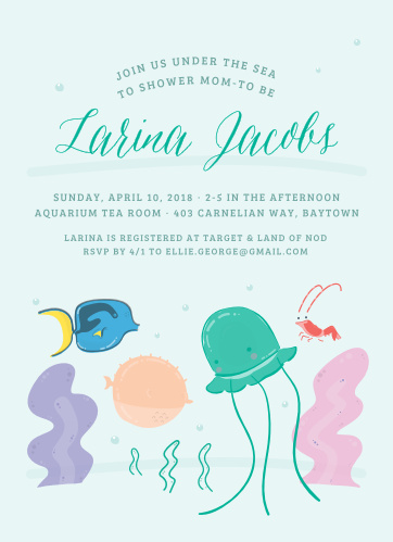 Under The Sea Baby Shower Invitations Match Your Color Style Free