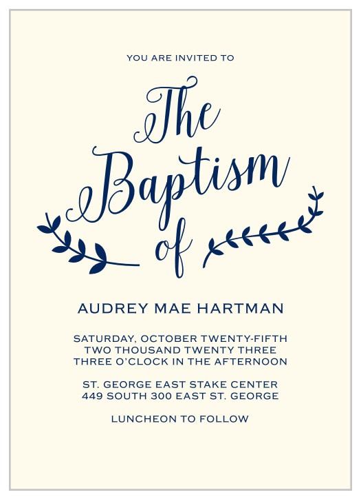 Impress your guests with the Lovely Lettering LDS Baptism Invitations.