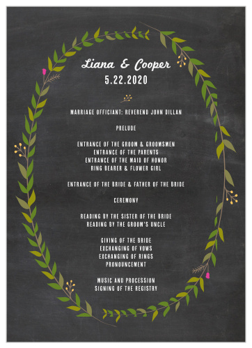 Chalkboard Wedding Programs Match Your Color Style Free