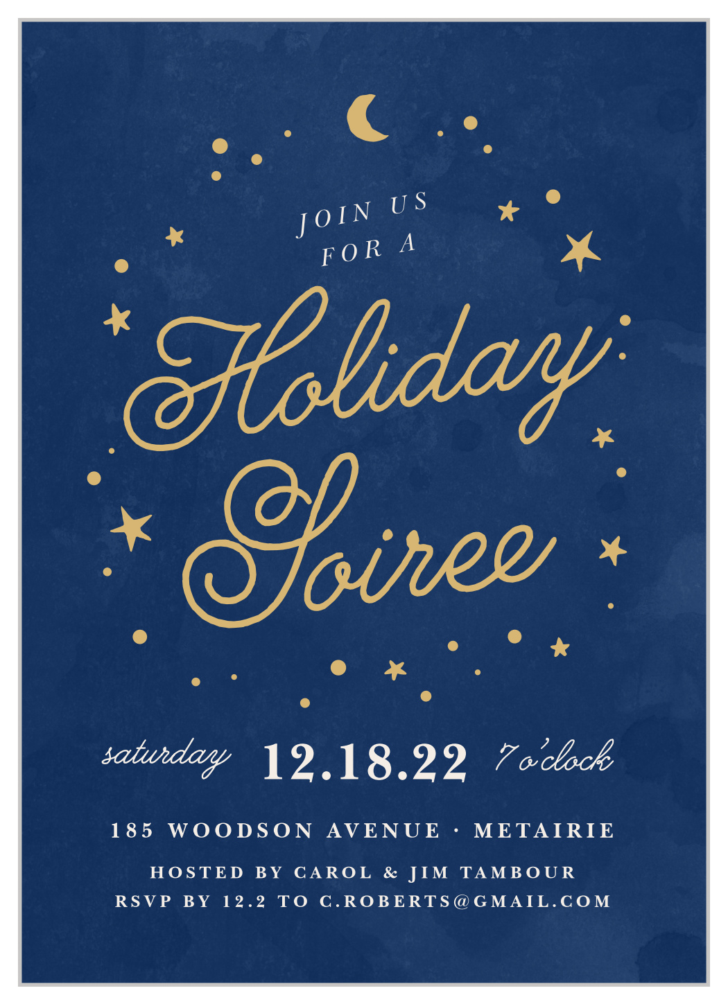 Starry Night Foil Holiday Invitations By Basic Invite