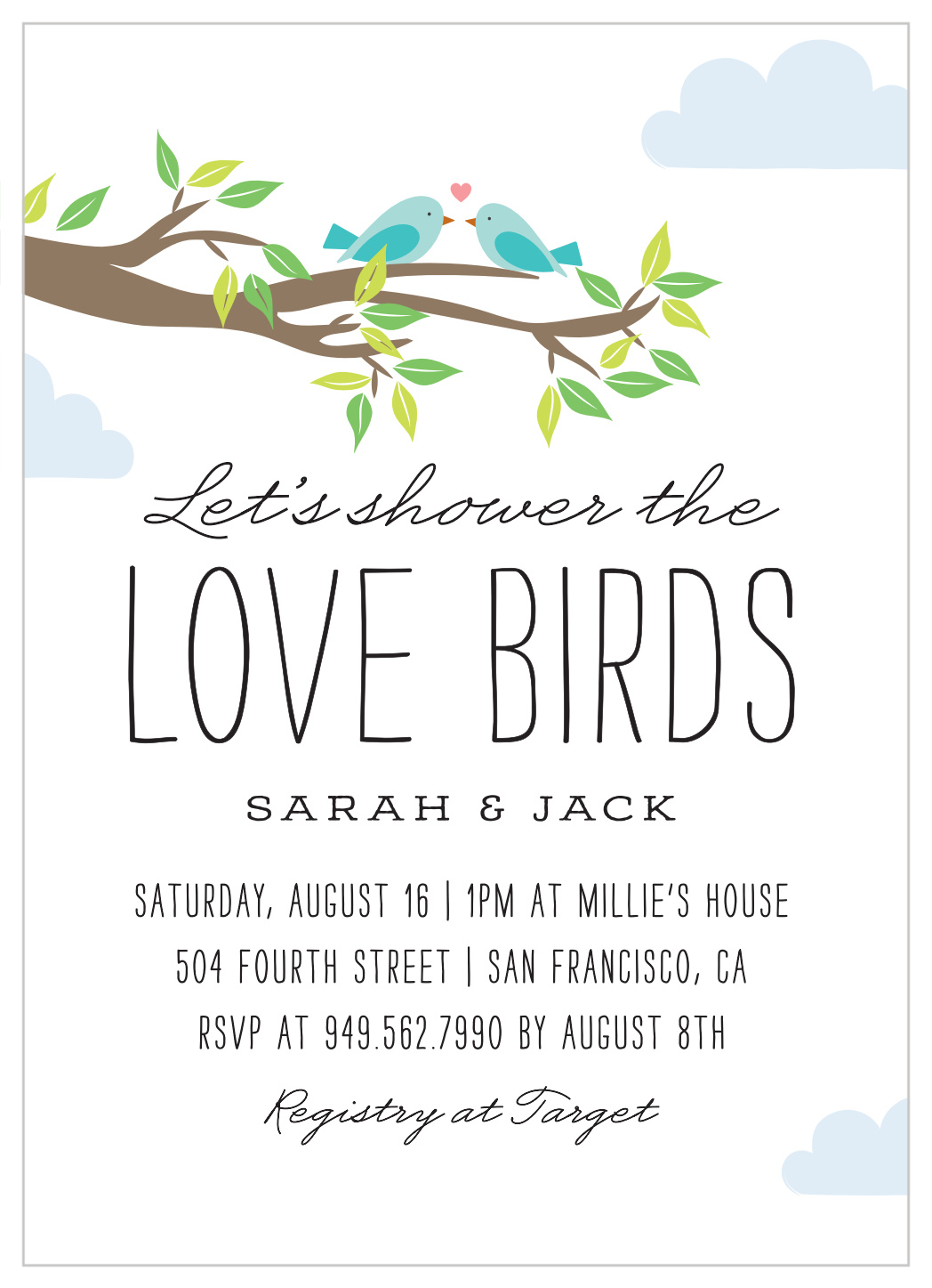 Love Birds Bridal Shower Invitations by Basic Invite