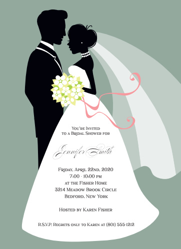 Wedding Dress Bridal Shower Invitations Match Your Color Style