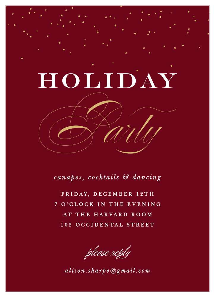 Festive Elegance Foil Holiday Party Invitations by Basic Invite