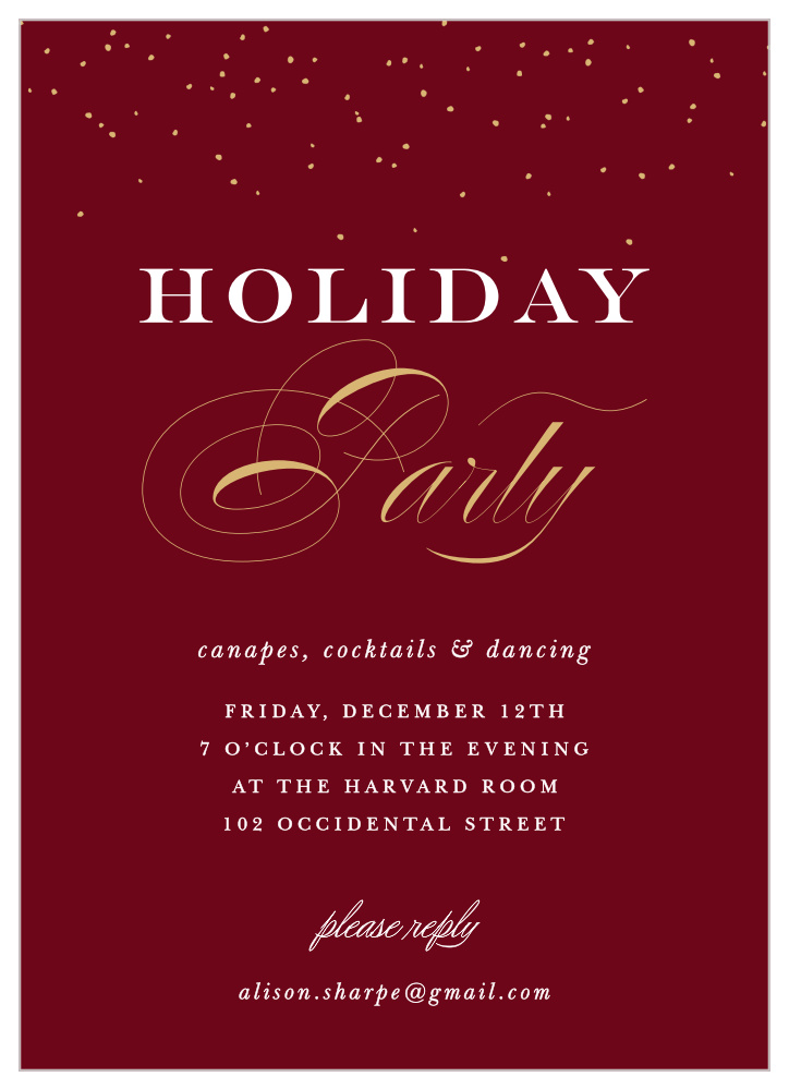 festive elegance foil holiday party invitations by basic holiday party invitaions