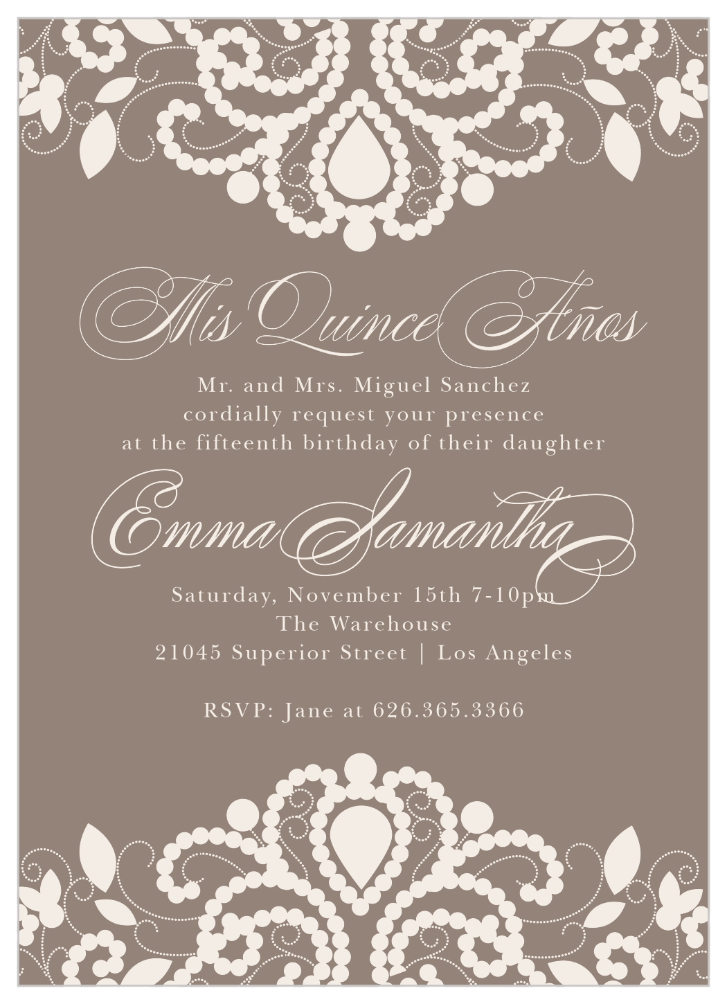 Luxurious Lace Quinceañera Invitations by Basic Invite