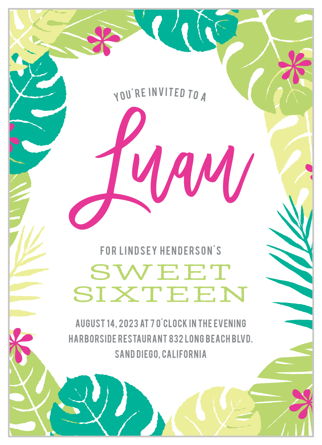 Laule‘a Luau Sweet Sixteen Invitations by Basic Invite