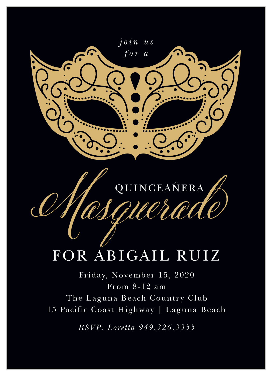 Masquerade Mask Foil Quinceañera Invitations By Basic Invite